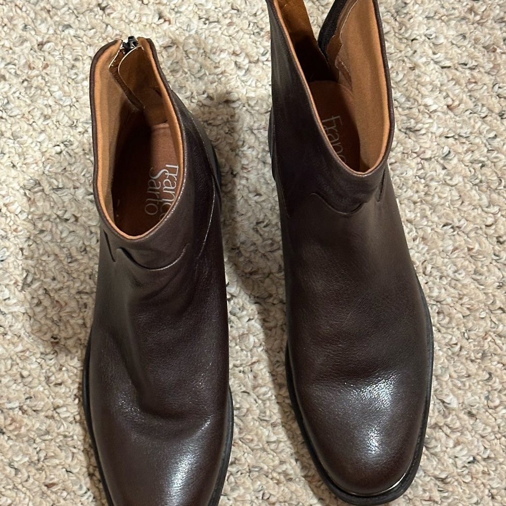 Franco Sarto Marcella Solid Brown Leather Ankle Booties Size 10M